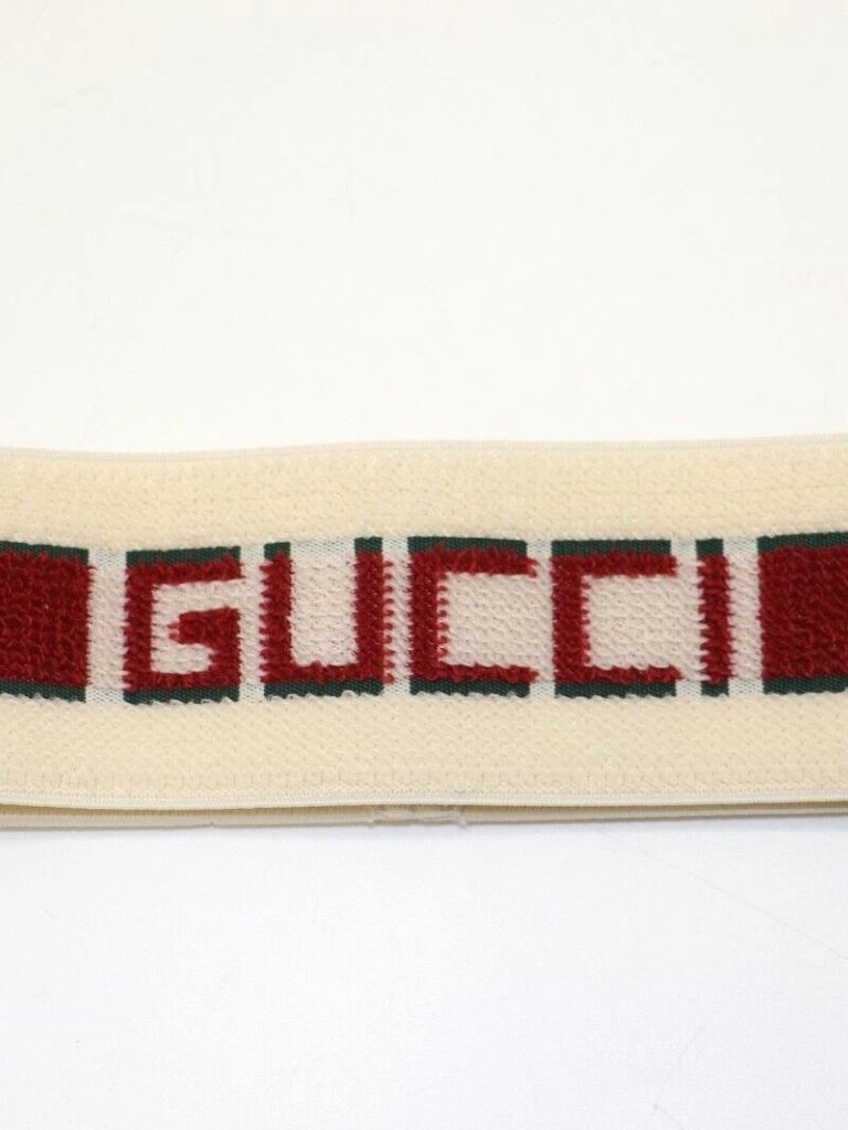 Gucci Elastic Headband Red And White Stripe Size Small - White/Red/Green